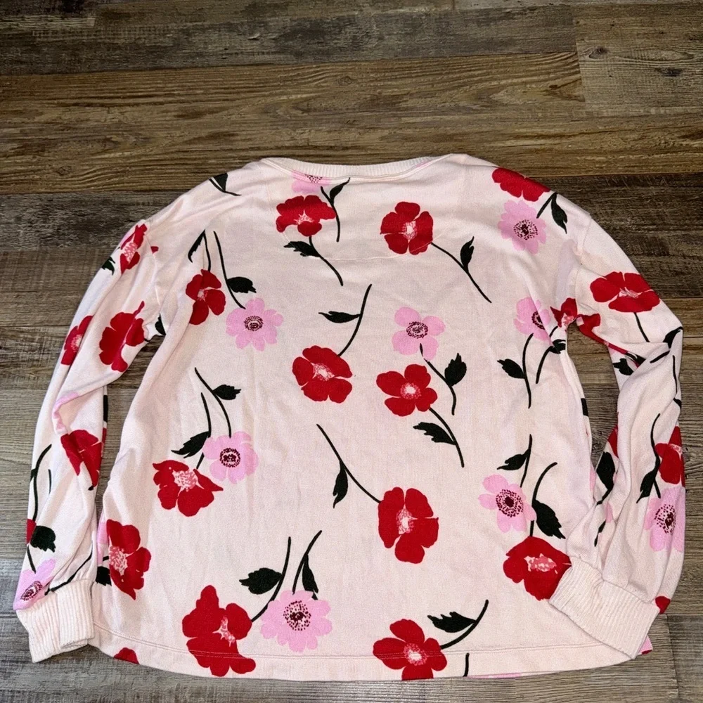 Kate Spade New York Pink Floral Pajama Top XS Long Sleeve Lounge Sleep